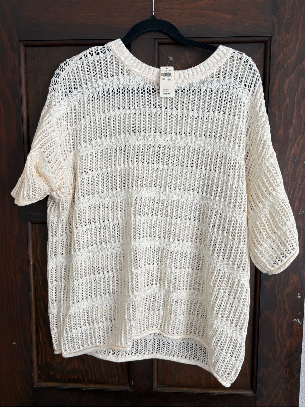 NWT Aerie Cream Open-Knit Short Sleeve Sweater